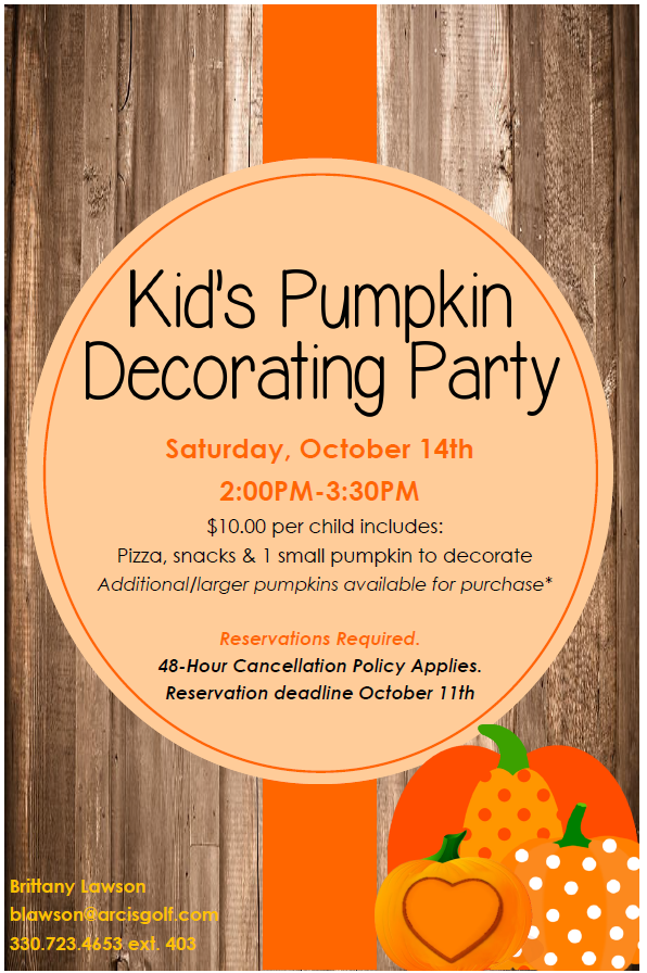 Kid's Pumpkin Decorating Party Fox Meadow Country Club 20171014